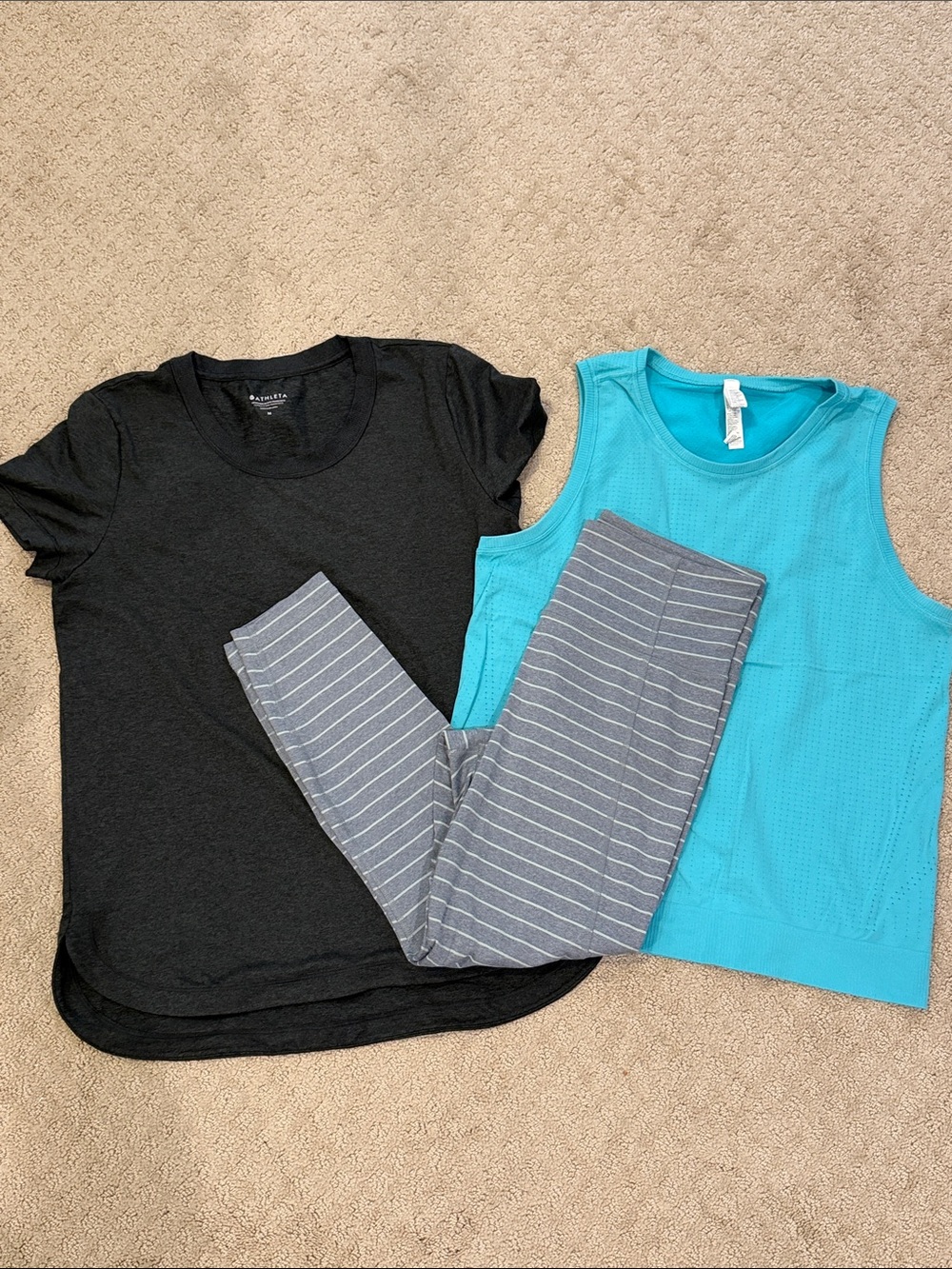 Athleta set of 3- leggings, tank and t-shirt size M
